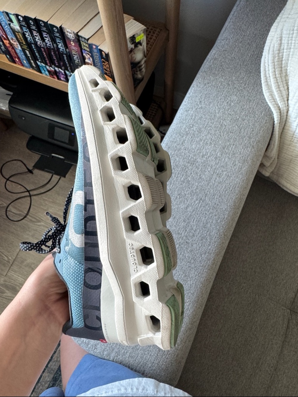 On CloudMonsters Running Shoes in Teal and White - Picture 4 of 6
